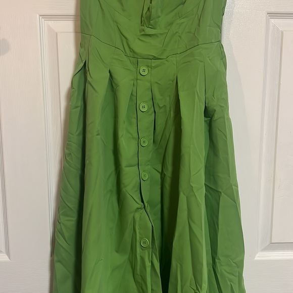 Pleated Button Front A Line Midi Dress - Picture 5 of 10